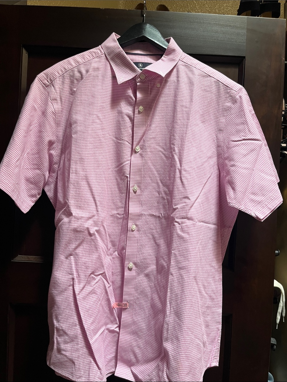 Hart Schaffner Marx Pink Micro-Check Short Sleeve Button-Down Shirt